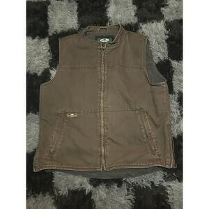 Arborwear Vest Mens Medium Brown Zip Duck Canvas Sherpa Fleece Lined Work Wear